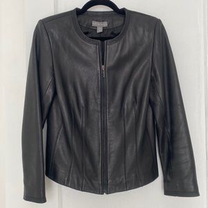 Women's black leather jacket